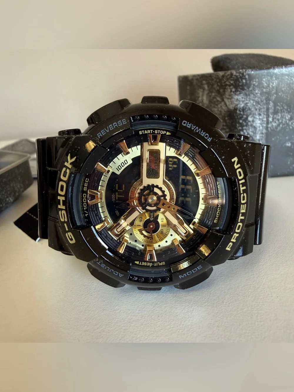 Casio G-Shock Black and Gold Analog-Digital Sport Watch GA110GB